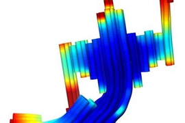 The CanDo (computer-aided engineering for DNA origami) program can convert a 2-D DNA origami blueprint into a complex 3-D shape, seen here.