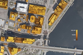 On Mapdwell’s satellite-map website, people can click on an individual roof to receive information about installation price, energy and financial savings, and environmental impact.