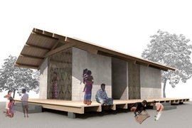 Rendering of a Sri Lankan house designed by an MIT/Harvard team. The structure, which would be built with local materials, is engineered to withstand a tsunami.