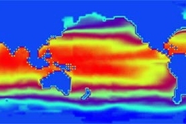 Using the new Earth System Modeling Framework, researchers coupled an atmosphere model and an ocean model that had not interacted before. This image depicts the sea surface temperature after five iterations of the simulation. The collaborators on this field test are MIT and the Geophysical Fluid Dynamics Laboratory.