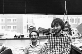 Andrew Fire, right, who earned his Ph.D. from MIT in 1983, won the Nobel Prize in physiology/medicine on Oct. 2, 2006. In this undated photo taken at MIT when he was a student, he is shown with Mark Samuels, another grad student.