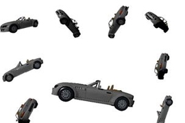 The human brain easily recognizes that these cars are all the same object, but the variations in the car's size, orientation and position are a challenge for computer-vision algorithms.