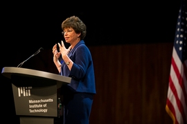 Hon. Valerie Jarrett, senior White House advisor, delivers the Karl Taylor Compton Lecture at MIT's Kresge Auditorium on March 13.