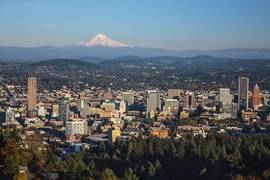 Portland, Ore. (pictured here), developed incentives, training, and regulations to help sustainable construction firms grow, while a pilot program called Clean Energy Works Portland employed 400 workers to reduce home energy use, reducing carbon emissions by 1,400 metric tons annually. 