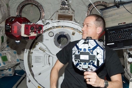 SPHERES satellites with Goggles onboard ISS