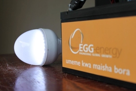 Across rural Tanzania, EGG Energy has helped replace thousands of polluting kerosene lamps, traditionally burned indoors for lighting, with cleaner, solar-powered LED bulbs. The startup's solar-home systems also power mobile chargers, televisions, radios, and other electronic devices. 