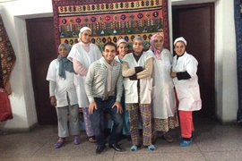Zyad El Jebbari (third from left) with artisans from Coop Assafa, known for its handcrafted Moroccan rugs.