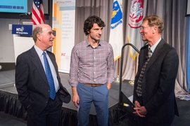 (From left) Robert Armstrong, Associate Professor of Civil and Environmental Engineering Ruben Juanes, and Lynn Orr