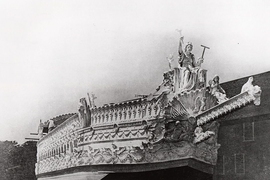 As part of the elaborate three-day ceremony that marked MIT’s move to Cambridge in 1916, a reproduction of a Venetian barge was built to transport the Institute’s ceremonial mace across the river to its new home.