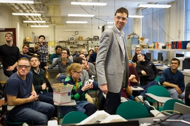 Since 2013, John Hart (standing, center) has been teaching the MIT graduate course 2.S998 (Additive Manufacturing) that explores the fundamentals of 3-D printing.