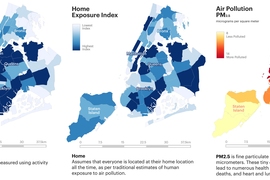 These maps of New York City show a comparison of approaches to measuring pollution exposure.