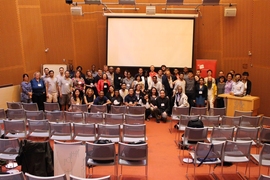 Participants of Hacking Discrimination gather for a photo on the final day of the hackathon. 