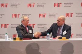 L. Rafael Reif, President of MIT (left) and Fady Mohammed Jameel, president of Community Jameel International