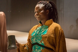 MIT senior Nitah Onsongo in the banquet scene. Onsongo also plays God in “Everybody."