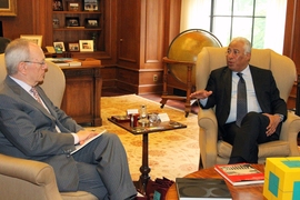 Prime Minister António Costa met with MIT President L. Rafael Reif in his office.