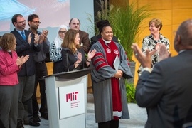 Caption: Reverend Kirstin Boswell-Ford was installed as MIT Chaplain at a ceremony on Sept. 28.
