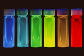 Quantum dots fluorescing at various wavelengths. Research by Moungi Bawendi.