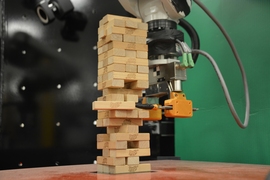 The Jenga-playing robot demonstrates something that’s been tricky to attain in previous systems: the ability to quickly learn the best way to carry out a task, not just from visual cues, as it is commonly studied today, but also from tactile, physical interactions.