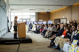 The 18th annual MIT IDEAS showcase and awards attracted around 200 people to the Samberg Conference Center to learn about student projects in social entrepreneurship and innovation on Saturday.