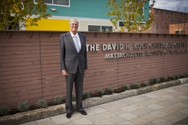 David Koch during a visit to MIT on Oct. 4 2013 to dedicate the Koch Childcare Center on Vassar Street
