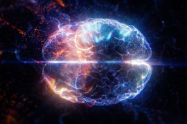 3D stylized rendering of a glowing brain.