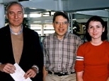 (Left to right): Jay Pasachoff (Williams College), Jim Elliot and Kelly Clancy (MIT) in Hawaii for the observation of the August occultation.