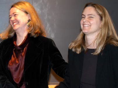 Professor Diana Handerson of literature, left, and Professor Catherine Drennan of chemistry received the Everett Moore Baker Award for Excellence in Undergraduate Teaching.
