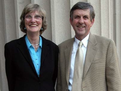 Sheila Kanode, assistant dean of engineering, and Alan White, senior associate dean at the Sloan School of Management, received the Gordon Y Billard Award for special service.