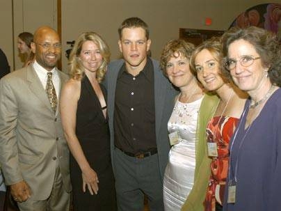Actor Matt Damon, third from left, attended a benefit on Saturday, June 25, for the building of a new theater on MIT property. He is with, from left, Michael Owu and Maureen McCaffrey, both senior real estate officers at MIT; Debra Wise, artistic director of the Underground Railway Theater; Catherine Carr Kelly, Central Square Theater campaign manager; and Mary C. Huntington, artistic director of ...