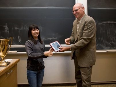 Professor Herb H. Sawin accepts the 2009 C. Michael MohrOutstanding Faculty Award.