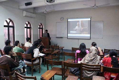 Sponsored by LINC, the BLOSSOMS (Blended Learning Open Source Science or Math Studies) initiative aims to develop a large, free repository of video modules created by teachers from around the world. Shown here are students at the National University of Computer and Emerging Sciences in Pakistan participating in a BLOSSOMS interactive learning video lesson taught by Professor Richard Larson.