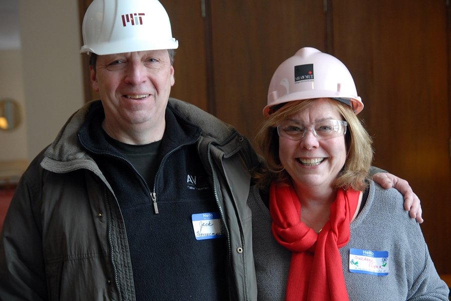 Maseeh Hall's Housemasters were on hand to guide the tour. Suzanne Flynn, an MIT professor of linguistics, and her husband, Jack Caroll, will live in the dorm and serve as mentors, advisers and neighbors to the student residents.