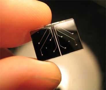 MIT researchers designed this tiny microfluidic chip that can measure the mass and density of single cells.