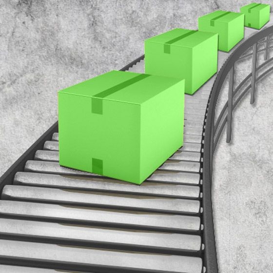 Conveyer belt with widgets