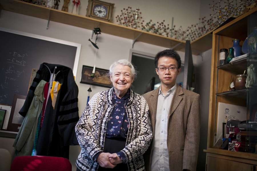 PhD candidate Shuang Tang, left, and Institute Professor Mildred Dresselhaus