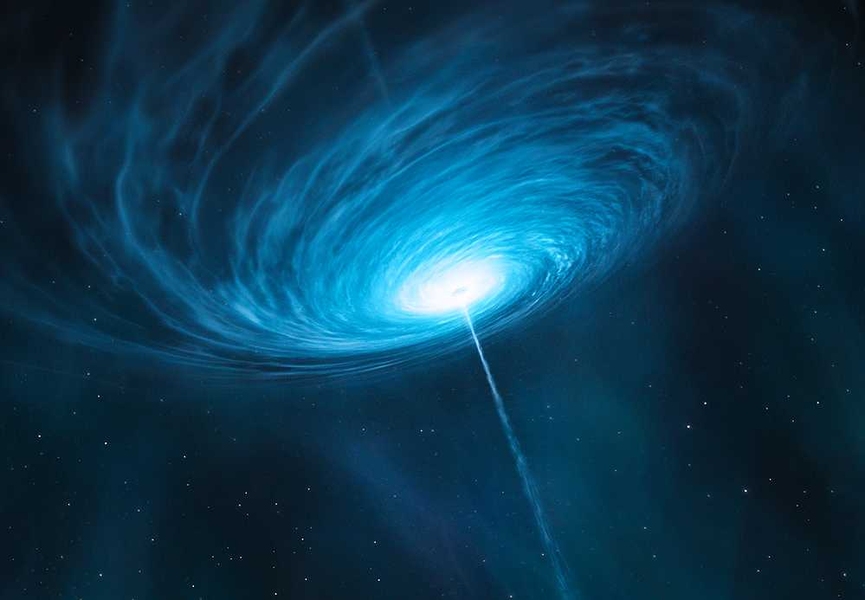 An artist's rendering of the quasar 3C 279.