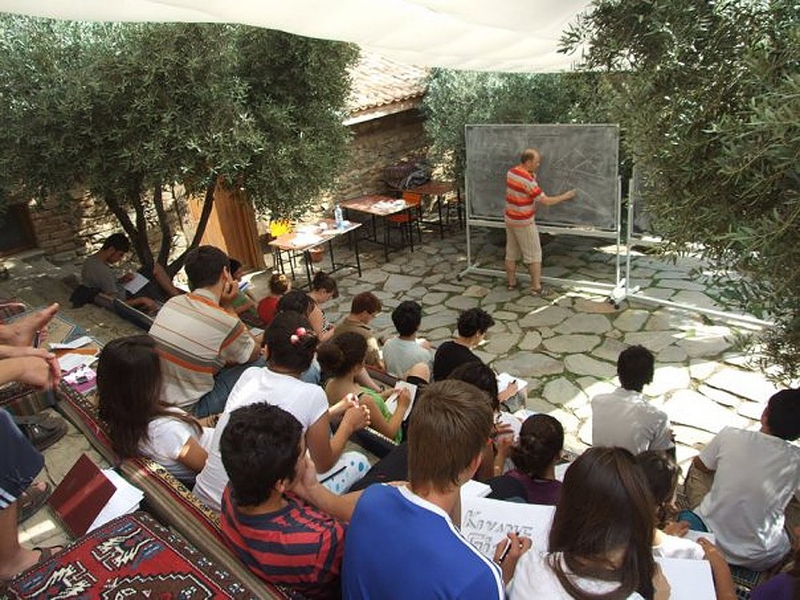 Students attend a lecture at the Nesin Mathematics Village.
