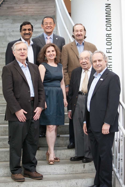 CSAIL directors, past and present (clockwise from top left): Anant Agarwal, Victor Zue, Ed Fredkin, Robert Fano, Rodney Brooks, Daniela Rus, and Patrick Winston
