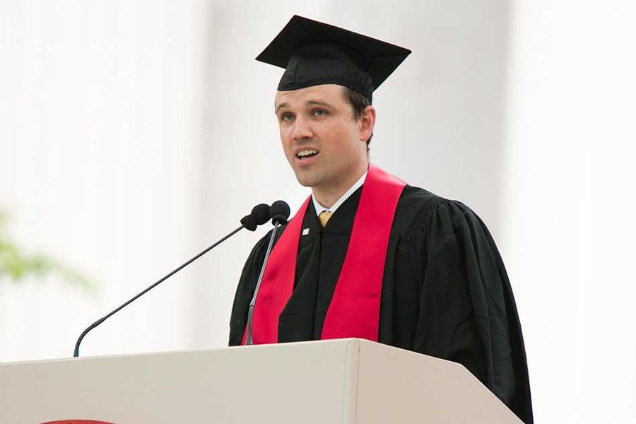 Caleb Waugh, president of the Graduate Student Council, urged the graduates to “remember that it is the diversity of thought, and the multidimensional approach to problems, that helps us arrive at best solutions.”