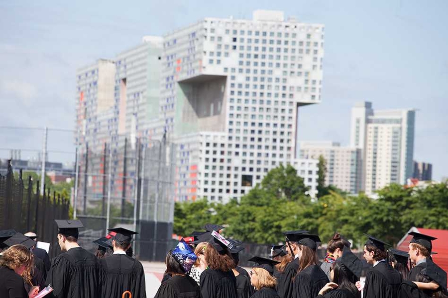 Before the ceremony, graduates marched across campus to Killian Court.