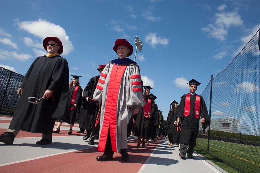 MIT faculty members participated in the procession into Killian Court.