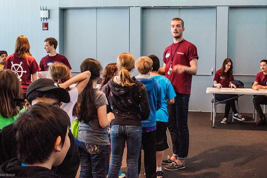 The first MITxplore Math Day (May 2013) in the MIT Media Lab saw around 100 participants, including fourth through sixth graders from across the Northeast.