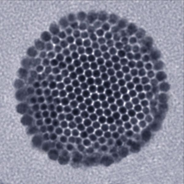 High-resolution view of the structure of a single core-shell supernanoparticle.