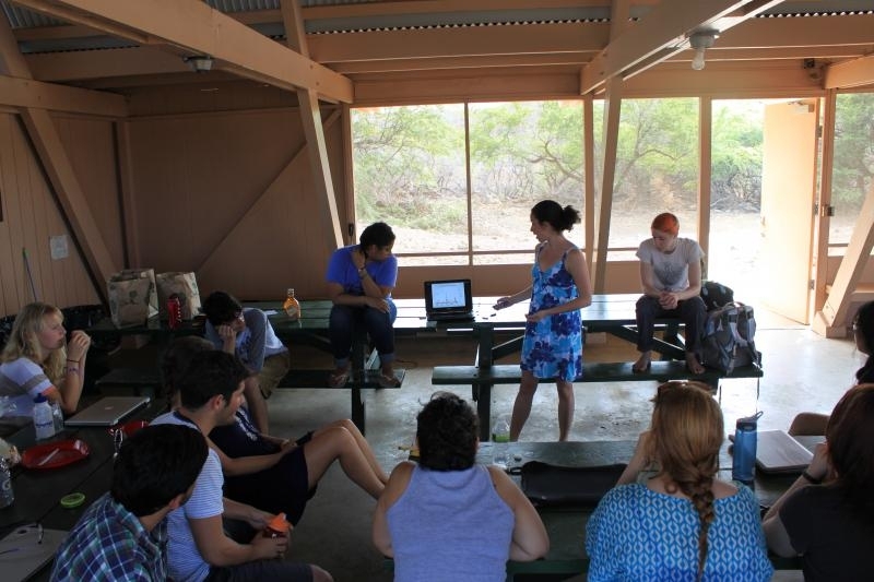 Students give a presentation of their research to 58 non-TREX affiliates and Hawaiian residents.