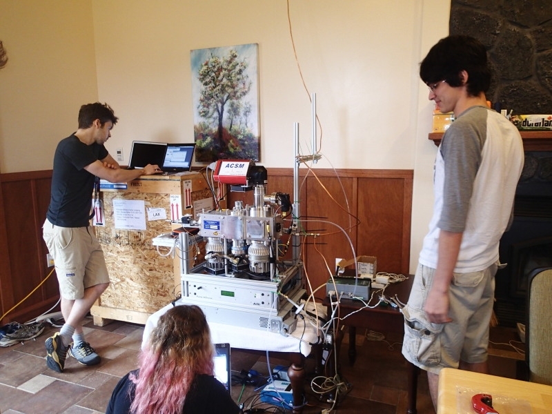 Students were able to take measurements of a kitchen's air quality throughout the dinner-making process.