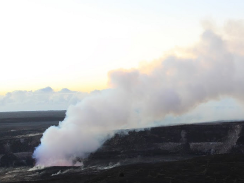 A plume of the active Hawaiian shield volcano Kilauea exposes residents to a highly acidic atmospheric pollutant mix.