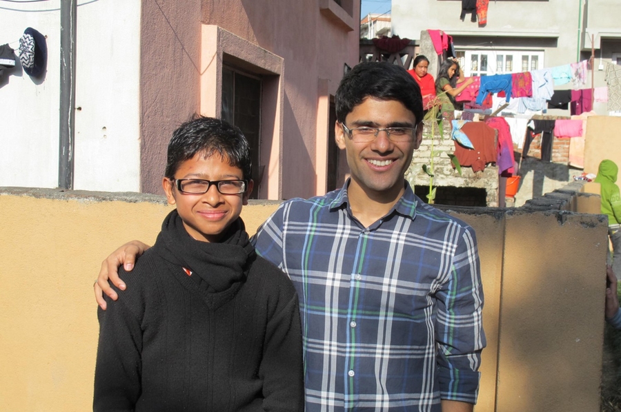 Bloom Nepal co-founder Ram Rijal (right) and his nephew, Kritim Rajal, a ninth grader at the school.