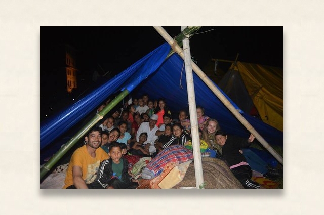 Makeshift homes and classrooms were built following the earthquakes.