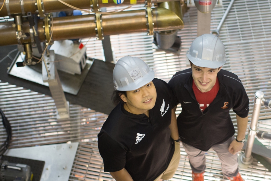 First-year graduate students Adam Kuang (left) and Alex Creely