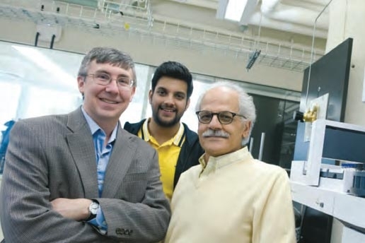 MIT engineers William Green (left) of the Department of Chemical Engineering, Ashwin Raghavan (center) of the Department of Mechanical Engineering (MechE), and Ahmed Ghoniem, also of MechE, are developing new computer models that will help energy companies implement improved processes for converting low-quality crude oil into clean-burning, high-quality fuels, including those that will be needed b...